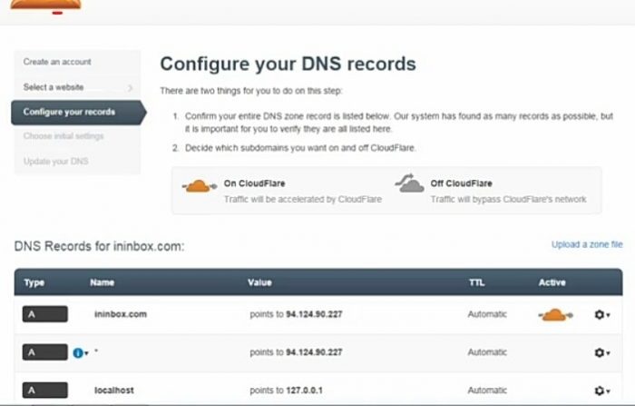 configure your DNS record using Cloud Flare