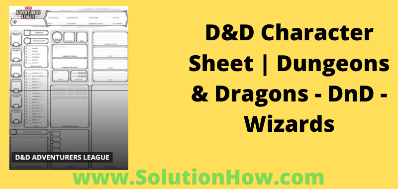 DND adventurers league Character Sheet dungeons and dragons 10 sets 