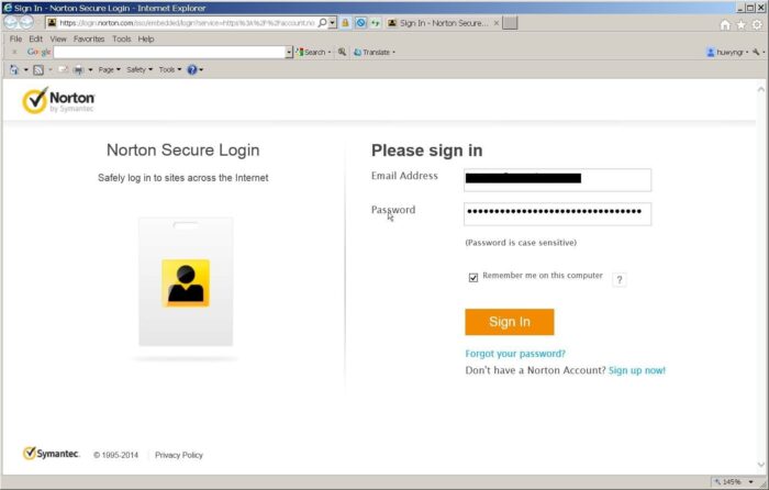 How to login to Norton account