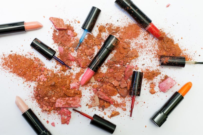 pulverized powders and assorted colored lispticks