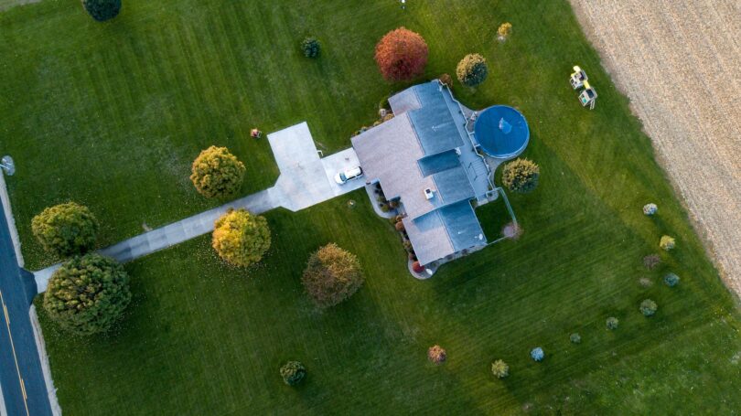 aerial photography of gray house