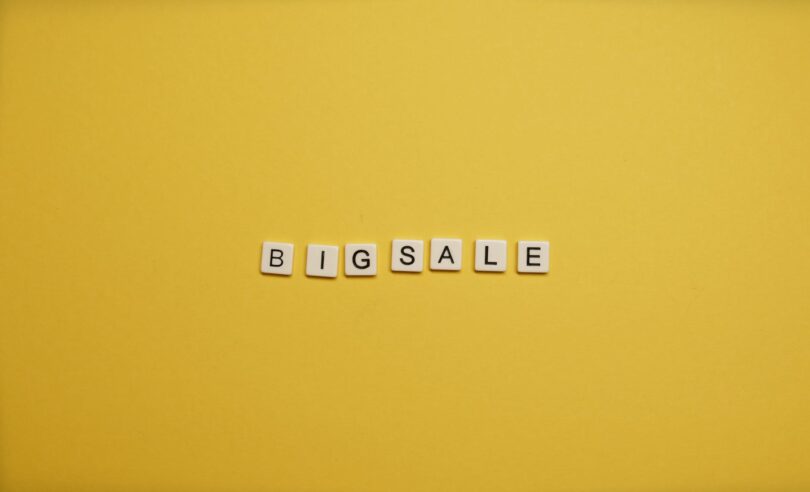 big sale text on yellow background