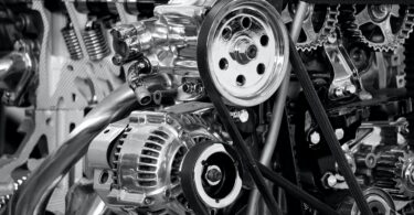 greyscale photography of car engine