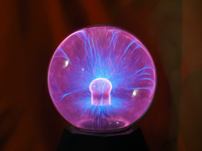 a tesla coil plasma glass in close up shot